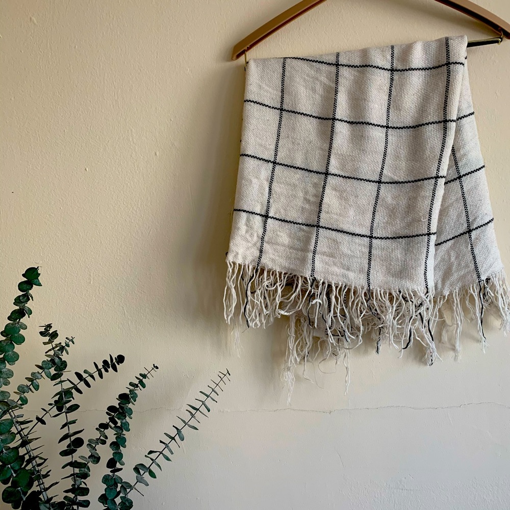 SOLD - Two White Pattern Scarves